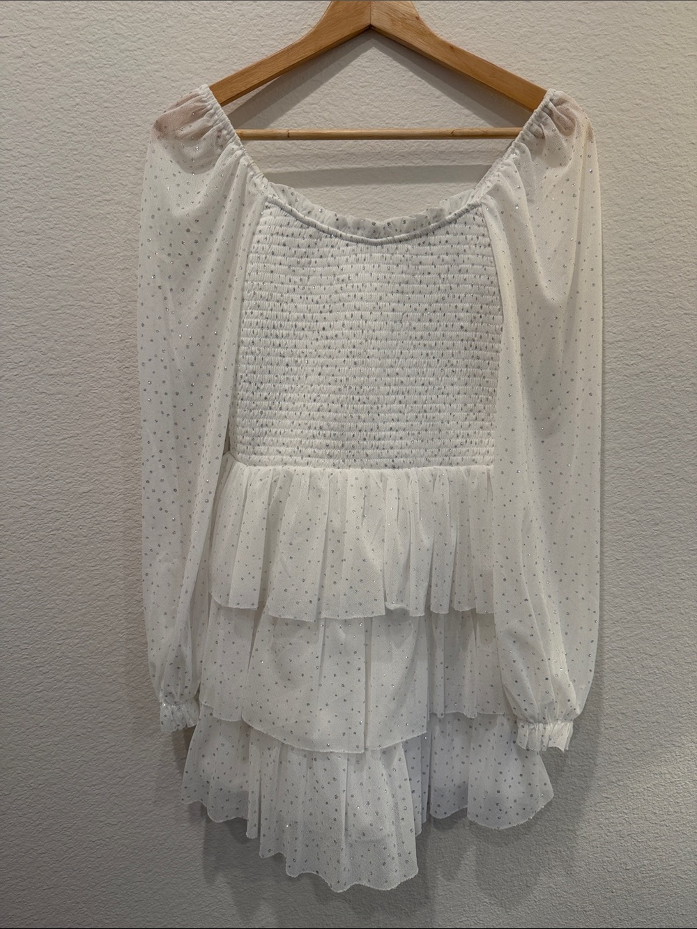 White Tiered Ruffle Kids Formal Dress with Smocked Bodice